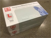 2 boxes100 count) synguard nitrile exam gloves.