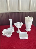 Fenton white hobnail 5 pieces