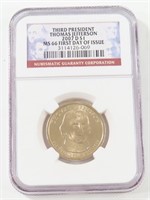 NGC 2007-D PRESIDENTIAL DOLLAR JEFFERSON MS66