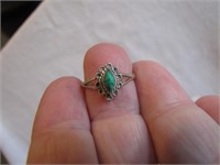 Vtg Dainty Mexico 925 Turquoise Ring Sz 4&3/4
