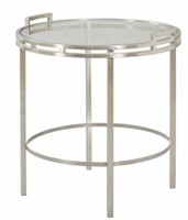 Spencer round end table gold with glass finish