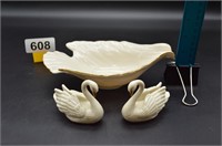 Lenox Swans and bird shaped dish