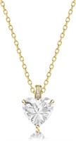 18k Gold-pl. Heart Cut 2.00ct White Topaz Necklace
