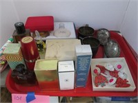 Perfumes, Tie Clips, SilverPlate Items.++