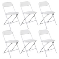 N2527  Zimtown Folding Chairs, White Plastic, 6-Pa