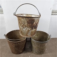(3) Metal Ash Buckets / Pails