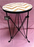 MOSIAC TOP END TABLE YELLOW AND WHITE