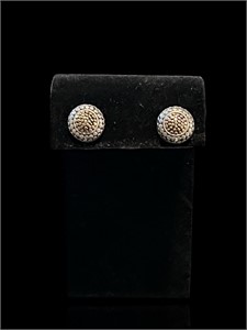 John Hardy Two Toned Gold Hand Hammered Studs