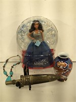 2016 Holiday Barbie doll, decorative dagger, vase