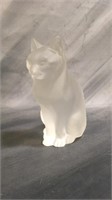 RARE Lalique frosted glass statuette seated cat