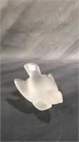 Vtg Lalique sparrow wings out frosted crystal