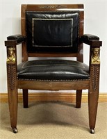 GREAT SOLID MAHOGANY EGYPTIAN STYLE CHAIR