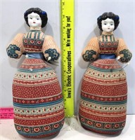 2 China Head Pin Cushion Dolls