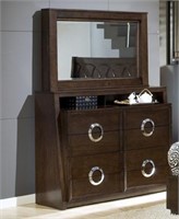 Presley Contemporary Dresser with Drop Down Mirror