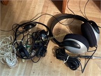 Three sets of Assorted corded headphones