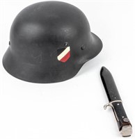 German WWll Helmet & Steel Knife Reproductions