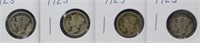 (4) 1923 Mercury Silver Dimes.