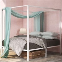 Full ZINUS White Canopy Bed Frame