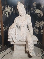 Guan Yin resin statue and bench