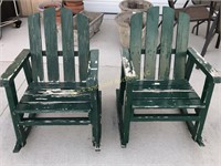 Lot of Two Wooden Adirondack Style Chairs