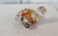 Hand-Blown Sea Turtle Glass Paperweight