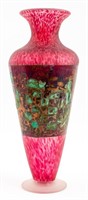 Signed Studio Art Glass Copper Mounted Vase
