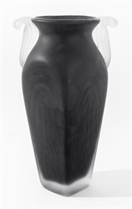 Steven Newell Sandblasted Black Glass Vase