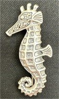 925 Sterling Silver Seahorse Pin 7.3 Grams