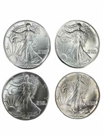 (4) 1988 American Eagle 1 oz. Silver dollars, UNC