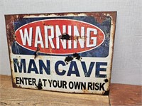 Rustic Styled 'Warning MAN CAVE Enter at Own Risk"