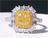 1ct Natural Yellow Diamond Ring, 18k gold