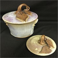 Studio Pottery Drip Glaze Cookie Jar with (2) Lids