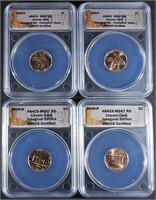 (4) 2009 LINCOLN CENTS ANACS MS-67 RD: