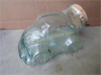 Glass VW Beetle cookie snack  jar w cork