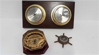 BAROMETER + TABLETOP COMPASS + SMALL COMPASS