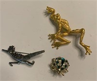 LOt of 3 Vintge Costume Jewelry Pins