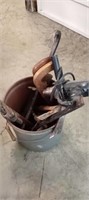 Metal Bucket With Assorted Tools.