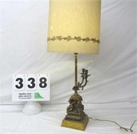 Vintage Table Lamp - Gold Color w/Cherubs, Has