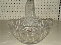 Hand Cut Crystal Basket with Floral Pattern