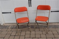 Samsonite Set of Two Ornage Folding Chairs