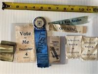 A VARIETY OF ANTIQUE SILK RIBBONS, PROHIBITION