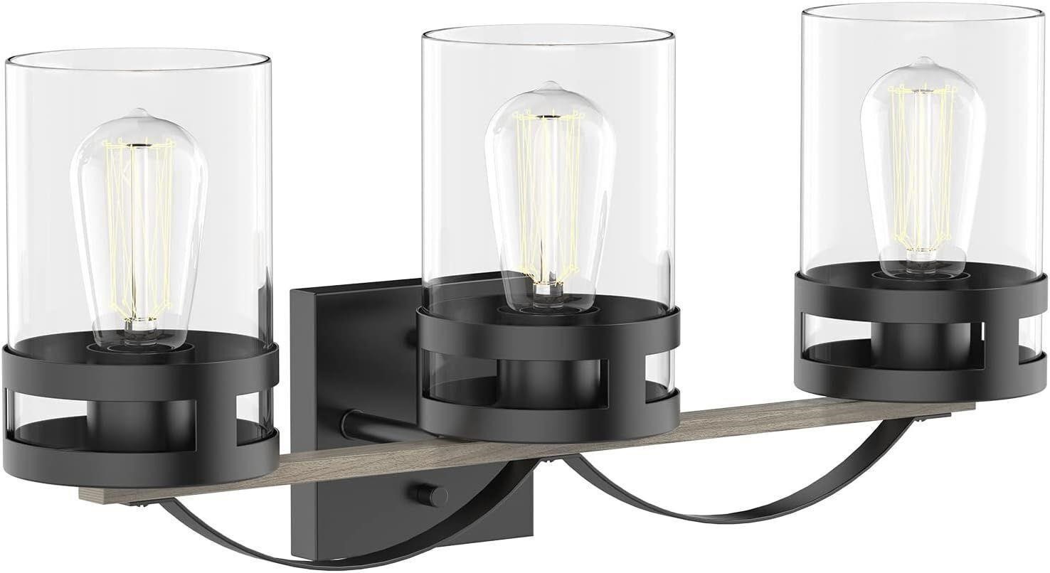 Modern 3-Light Vanity Fixture Clear Glass Shades