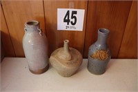(3) Hand Made Pottery Containers(R1)