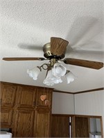 Ceiling fan with light located in kitchen