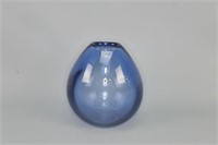 Elegant Blue Blown Art Glass Vase
