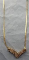 14K Yellow gold V necklace with 14K Yellow gold