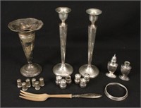 Sterling Silver Shakers, Vase & Candleholders