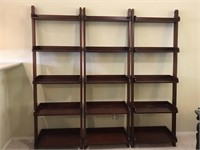 Set of Three Tiered Wooden Display Shelves