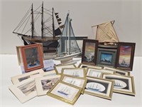 Nautical Decor: Tall Ship & Sailboat, Framed Art