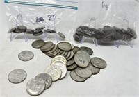 114 Steel Pennies; 22 War Nickels; $18 Face in